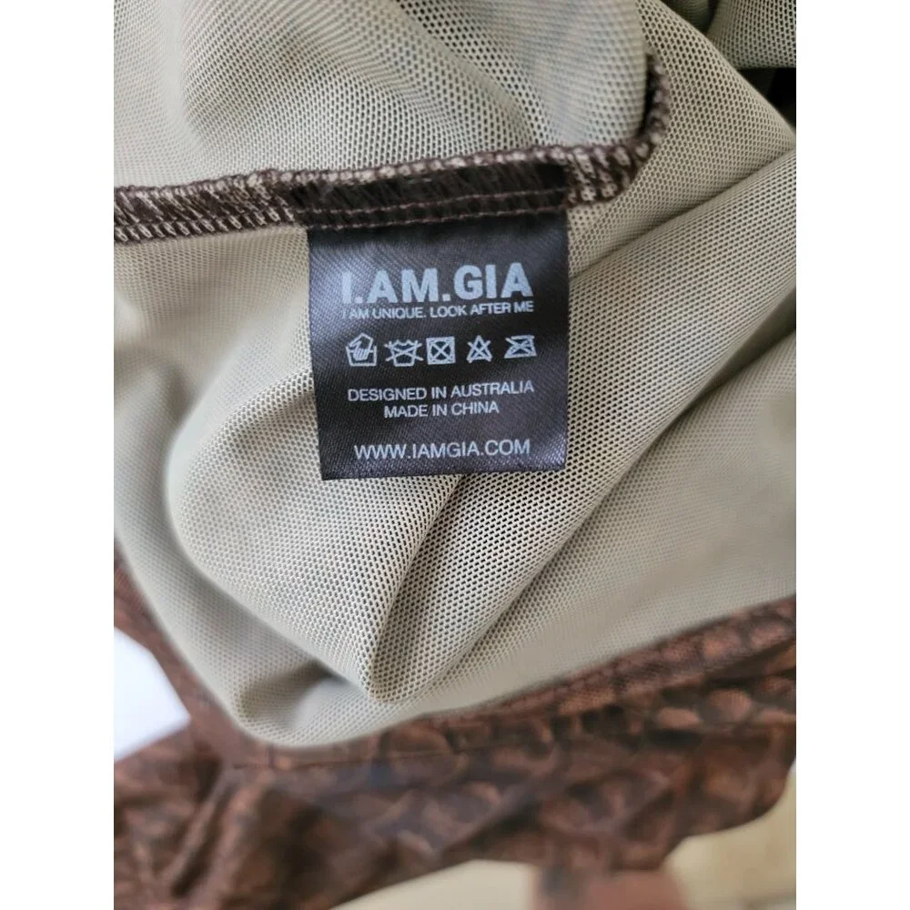 I.AM.GIA Kenzie Crocodile Print Long Sleeve Bodysuit With Thumbholes Women's XS - Picture 7 of 9